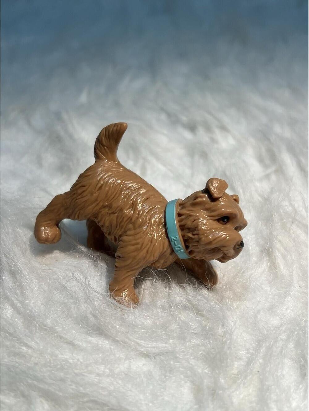 Barbie Puppy Dog Figure from Posh Pet Park Yorkie Terrier Brown 2003 Blue Collar